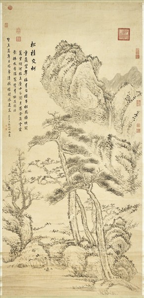 清張鵬翀松桂交柯圖　軸