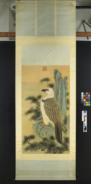 清阿爾粺畫狗頭鵰圖　軸