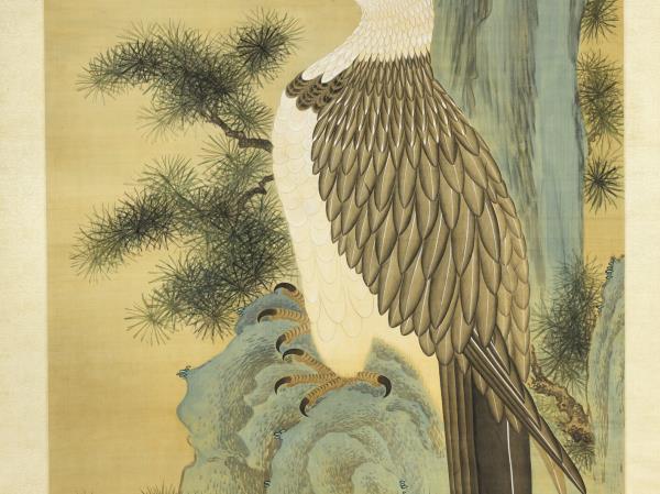 清阿爾粺畫狗頭鵰圖　軸