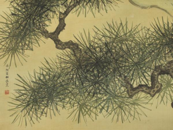 清阿爾粺畫狗頭鵰圖　軸