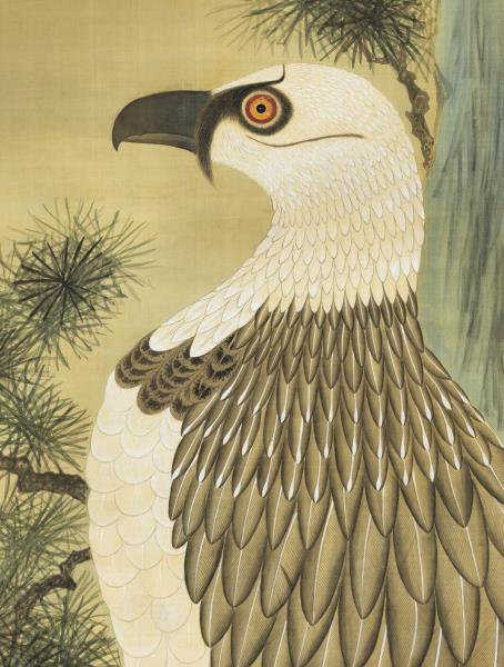 清阿爾粺畫狗頭鵰圖　軸