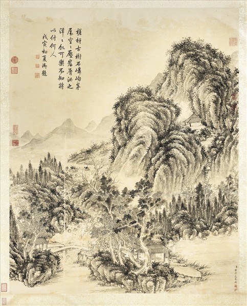 清董邦達山水高宗御題　軸