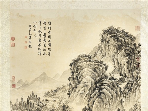 清董邦達山水高宗御題　軸