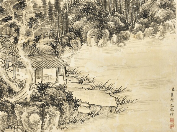 清董邦達山水高宗御題　軸