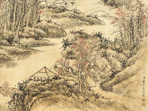 清董邦達畫山水高宗御題　軸