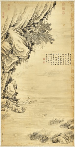 清董邦達蘆汀泛月　軸