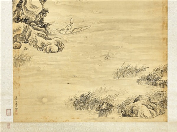 清董邦達蘆汀泛月　軸