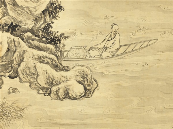 清董邦達蘆汀泛月　軸