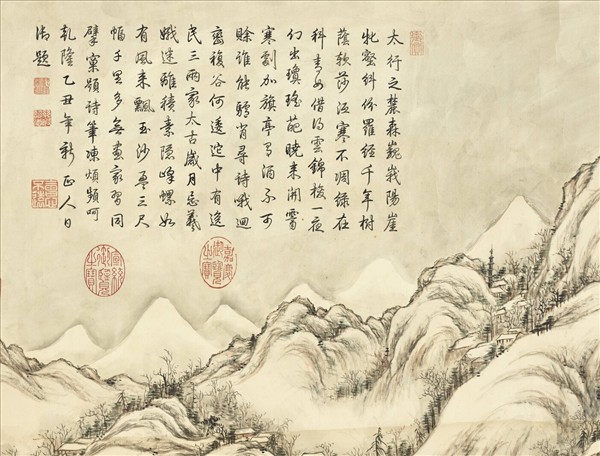 清董邦達溪山霽雪　軸