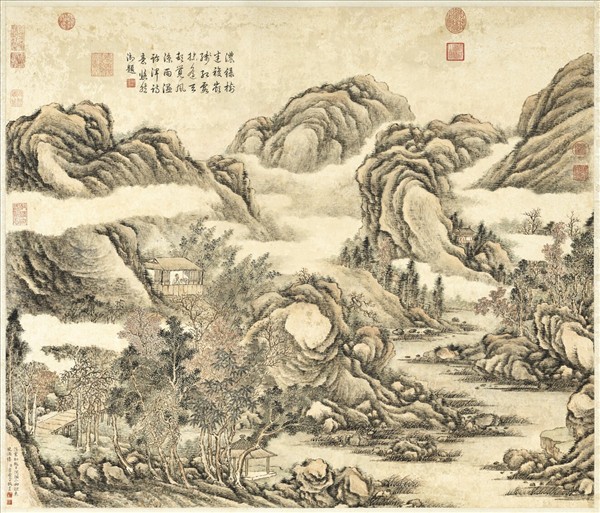 清曹夔音畫許渾詩意　軸