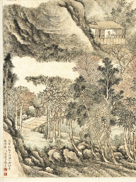 清曹夔音畫許渾詩意　軸