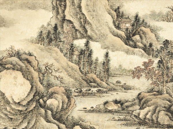 清曹夔音畫許渾詩意　軸