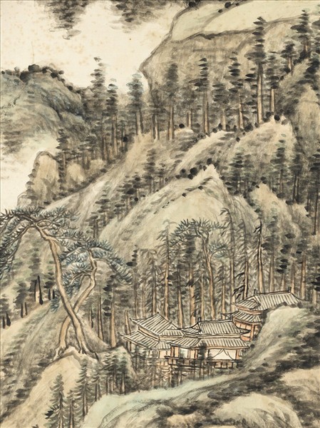 清張宗蒼畫雲嵐松翠　軸