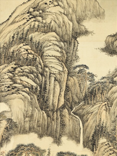 清張宗蒼秋雲紅葉　軸