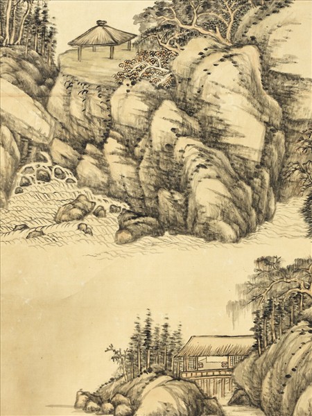 清張宗蒼秋雲紅葉　軸