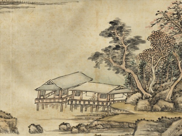 清張宗蒼畫水軒吟眺　軸