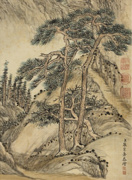 清張宗蒼畫水軒吟眺　軸