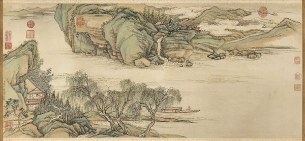 清張宗蒼柳溪放艇圖　軸