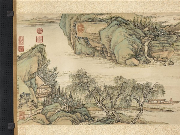 清張宗蒼柳溪放艇圖　軸