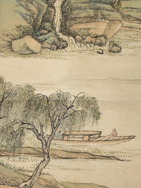 清張宗蒼柳溪放艇圖　軸