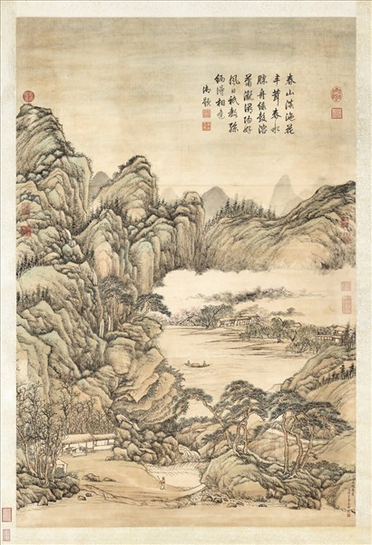 清張宗蒼花塢春泉高宗御題　軸