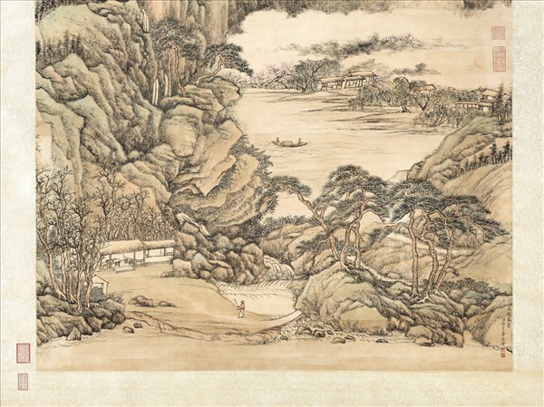 清張宗蒼花塢春泉高宗御題　軸