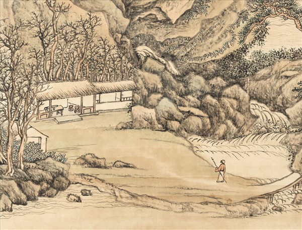 清張宗蒼花塢春泉高宗御題　軸