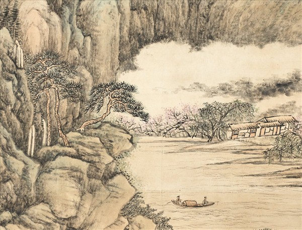 清張宗蒼花塢春泉高宗御題　軸