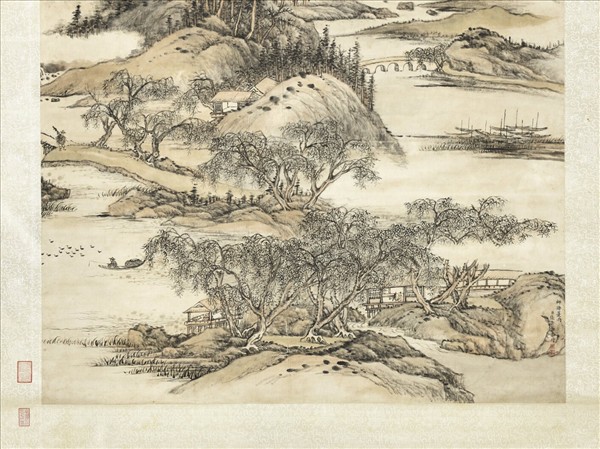 清張宗蒼柳塘夏雨高宗御題　軸