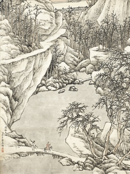 清張宗蒼畫雪景御題　軸