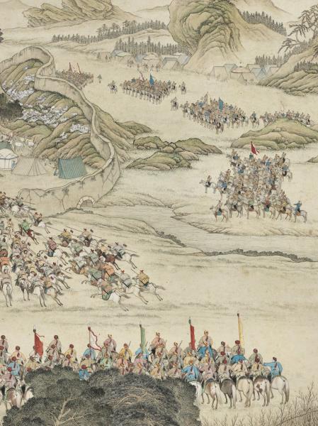 清張廷彥畫平定烏什戰圖　軸