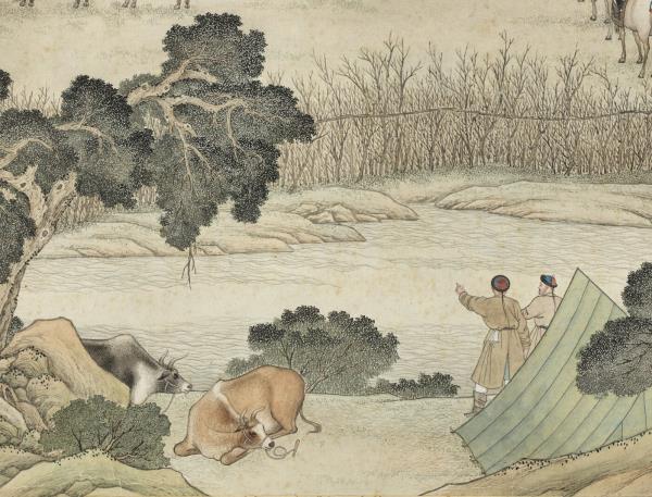 清張廷彥畫平定烏什戰圖　軸