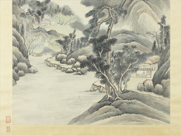 清世鑒畫邃林古嶠圖　軸