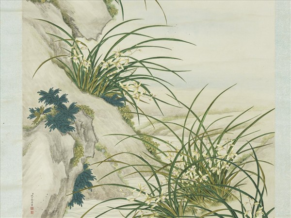 清沈世傑畫蘭　軸