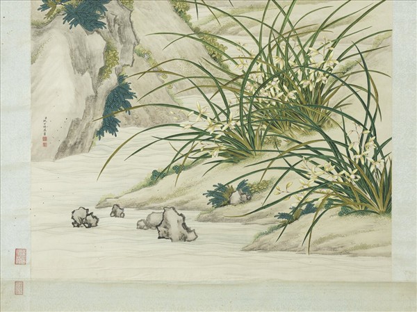 清沈世傑畫蘭　軸