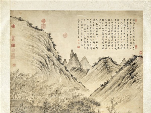 清董邦達繪高宗御筆四美具贊　軸