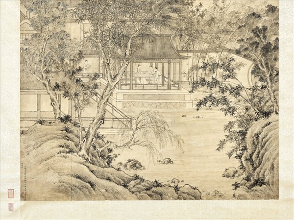 清董邦達繪高宗御筆四美具贊　軸