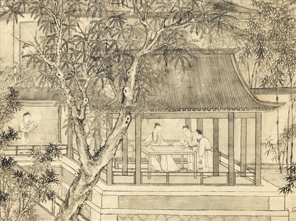 清董邦達繪高宗御筆四美具贊　軸