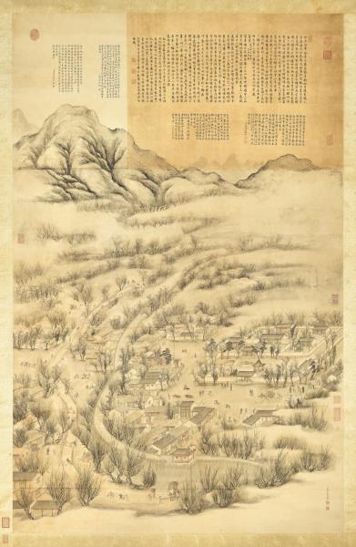 清董邦達繪御製雪浪石詩　軸