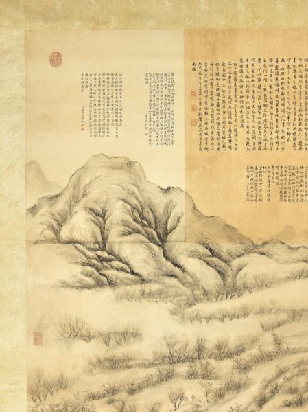 清董邦達繪御製雪浪石詩　軸