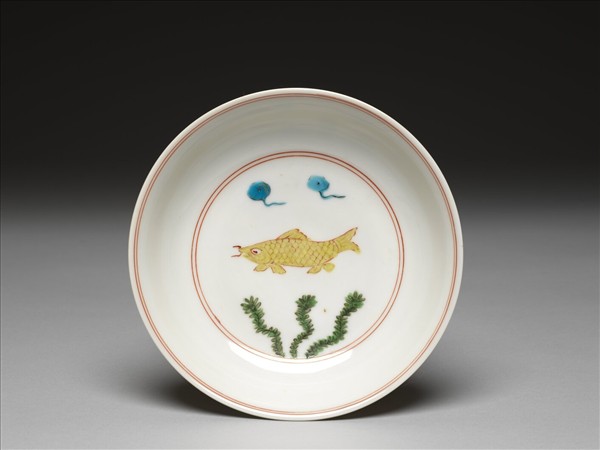 五彩魚藻紋盤
