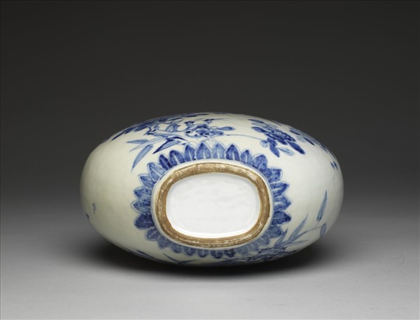 青花花鳥紋扁壺