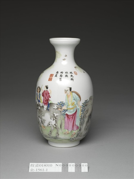 洋彩人物花鳥瓶