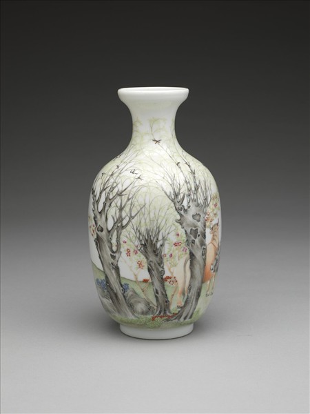 洋彩人物花鳥瓶