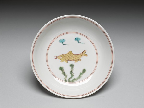 五彩魚藻紋盤