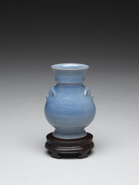 中国　青花　花卉文　双象耳瓶　N　R5711B 中国 青花 花卉文 双象耳瓶 N R5711B 陶芸