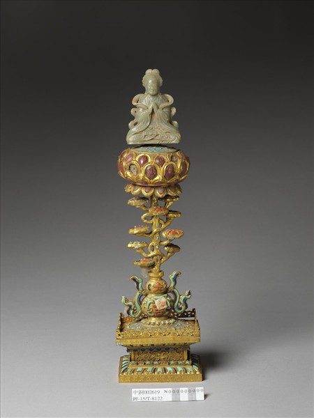 銅鍍金嵌玉及填料七政寶（玉女）