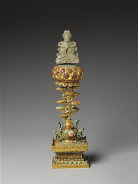 銅鍍金嵌玉及填料七政寶（玉女）