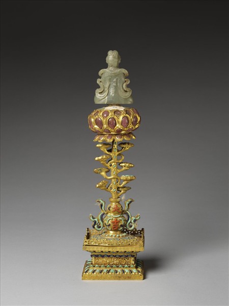 銅鍍金嵌玉及填料七政寶（玉女）