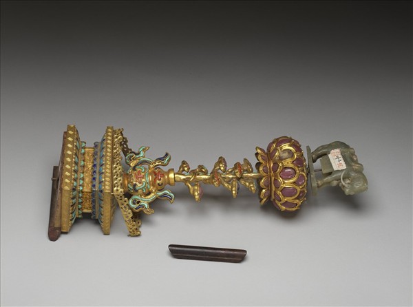 銅鍍金嵌玉及填料七政寶（寶馬）